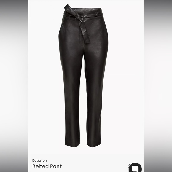 Aritzia Babaton Faux Leather Tie-Front Pants - Picture 1 of 4
